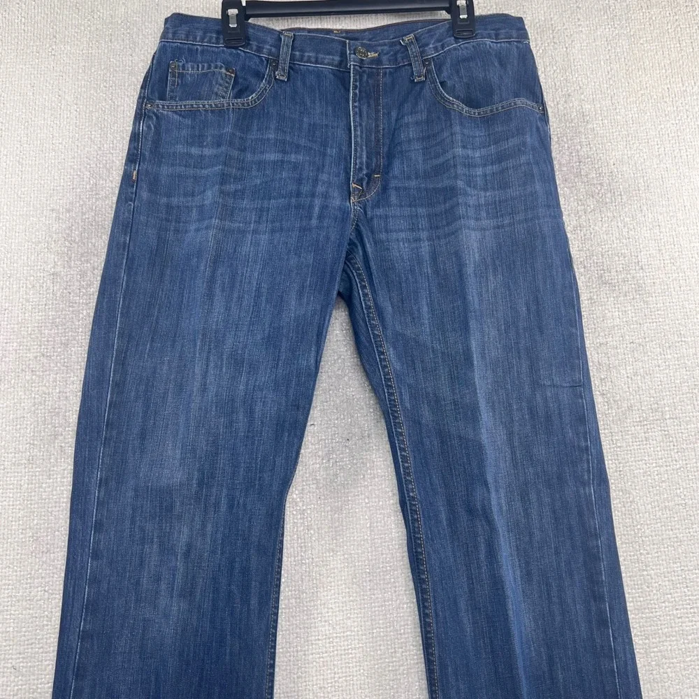 Banana Republic Mens Straight Leg Jeans Medium Wash Blue Denim 35x33 Classic Fit